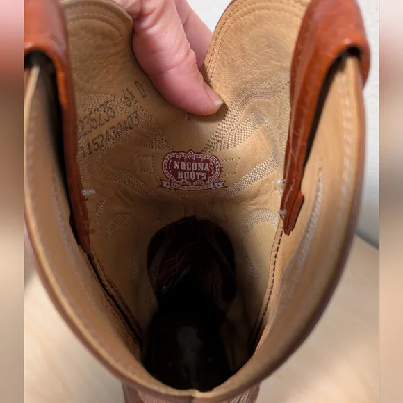 Nocona Brown Cowboy Western Boots with Decorative Stitching - Picture 7 of 10